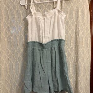 Mine White and Light Blue Jumpsuit